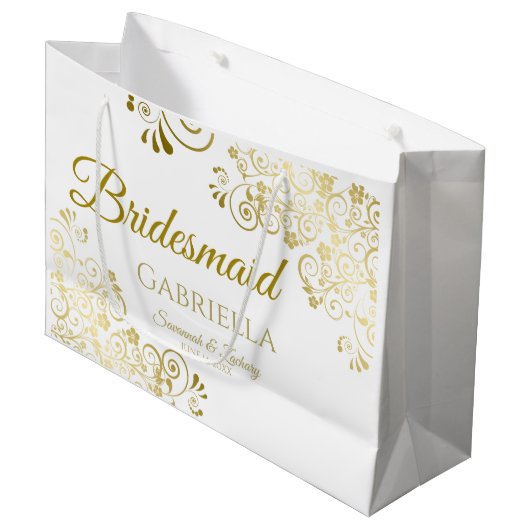 Bridesmaid Wedding Gift Bag - Große Geschenktüte (Vorderseite Schrägansicht)