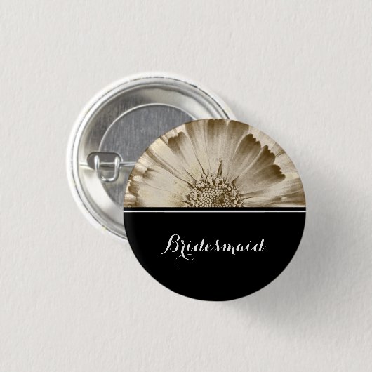 Bridesmaid Wedding Gold Daisy Button (Vorne & Hinten)