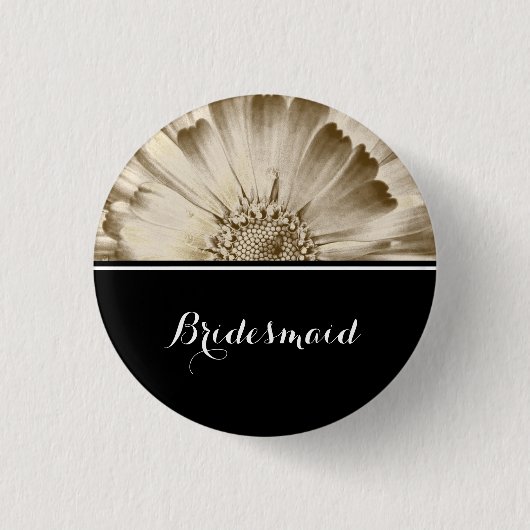 Bridesmaid Wedding Gold Daisy Button (Vorderseite)