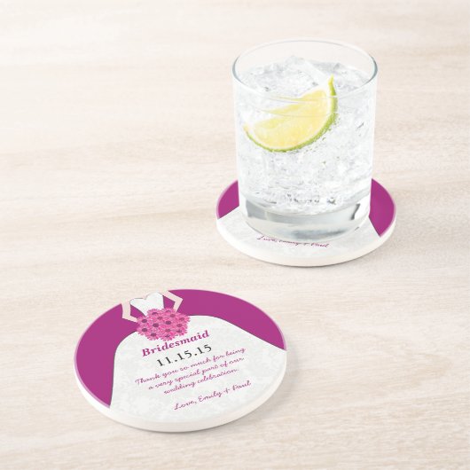 Bridesmaid Wedding Gown Untersetzer (Seite)