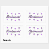 Bridesmaid Wedding Hearts Rechteckiger Aufkleber (Blatt)