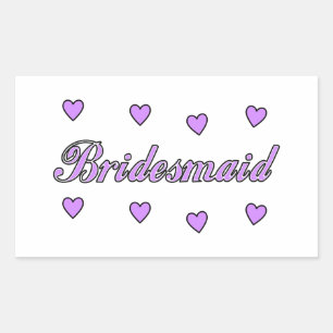 Bridesmaid Wedding Hearts Rechteckiger Aufkleber