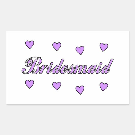 Bridesmaid Wedding Hearts Rechteckiger Aufkleber (Vorderseite)
