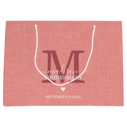 Bridesmaid Wedding Monogram Modern Große Geschenktüte (Vorderseite)