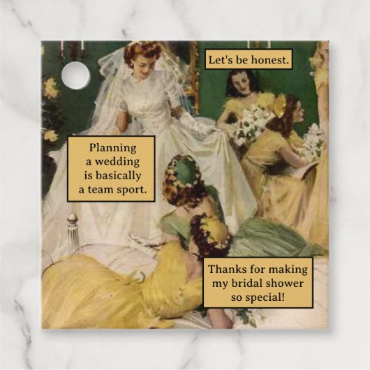 Bridesmaid Wedding Party Danke Vintag Look Geschenkanhänger (Vorderseite)