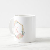 Bridesmaid Wedding Pastel Floral Wreath Monogram Kaffeetasse (Vorderseite Links)