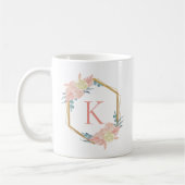 Bridesmaid Wedding Pastel Floral Wreath Monogram Kaffeetasse (Links)
