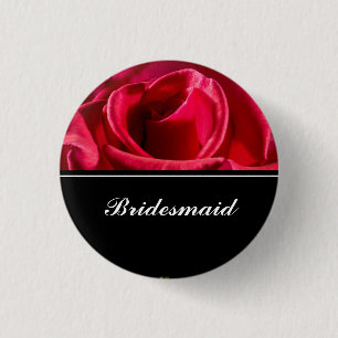 Bridesmaid Wedding Rote Rosen Button