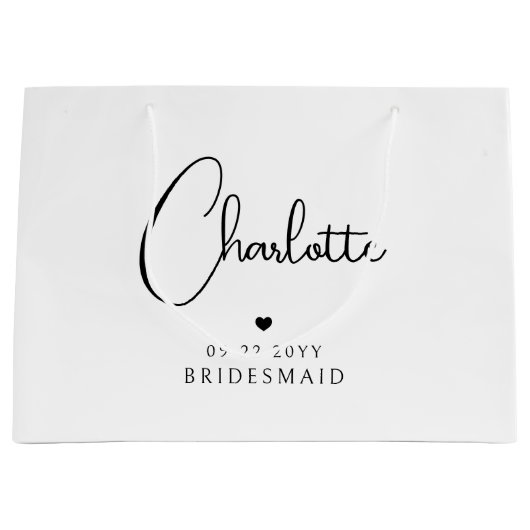 Bridesmaid Wedding Simple Modern Script Name Große Geschenktüte (Vorderseite)
