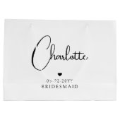Bridesmaid Wedding Simple Modern Script Name Große Geschenktüte (Rückseite)