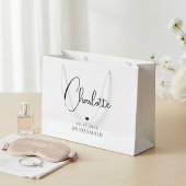 Bridesmaid Wedding Simple Modern Script Name Große Geschenktüte