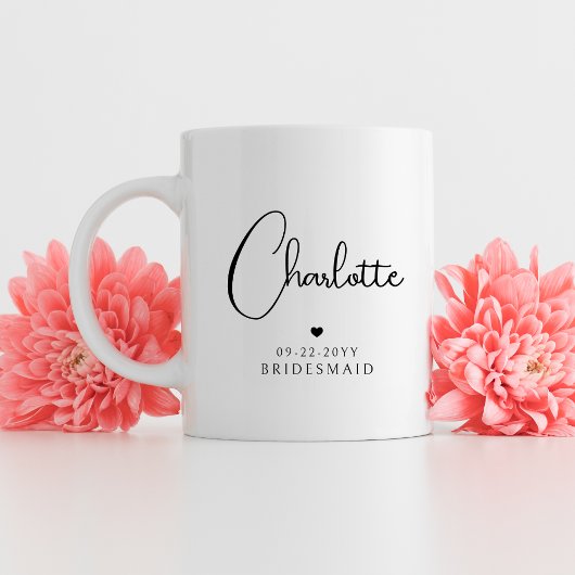 Bridesmaid Wedding Simple Modern Script Name Kaffeetasse