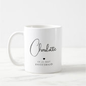 Bridesmaid Wedding Simple Modern Script Name Kaffeetasse (Links)