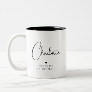 Bridesmaid Wedding Simple Modern Script Name Zweifarbige Tasse