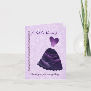 Bridesmaid Wedding Thank You - PURPLE Gown Dankeskarte