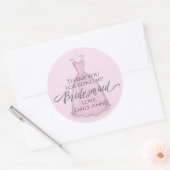 Bridesmaid Wedding Vintag rosa Kleid Danke Runder Aufkleber (Umschlag)