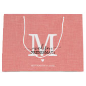 Bridesmaid Wedgram Modern Pink & White Große Geschenktüte (Vorderseite)