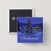 Bridesmaid Weihnachtsfeiertag Hochzeitsknopf. Button (Vorne & Hinten)