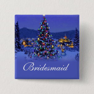 Bridesmaid Weihnachtsfeiertag Hochzeitsknopf. Button