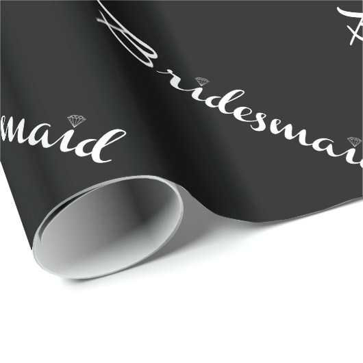 Bridesmaid White auf Black Geschenkpapier (Rolleneckpunkt)