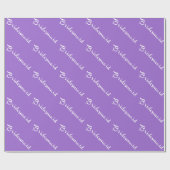 Bridesmaid White auf Lila Geschenkpapier (Flach)