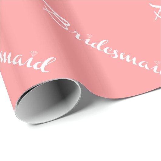 Bridesmaid White auf Peach Geschenkpapier (Rolleneckpunkt)