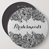 BridesMaid White & Black Paisley Lace Button (Vorne & Hinten)