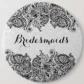 BridesMaid White & Black Paisley Lace Button (Vorderseite)