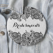 BridesMaid White & Black Paisley Lace Button (Beispiel)