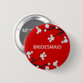 BRIDESMAID White Cherry Blossoms Hochzeitsnamenste Button (Vorne & Hinten)