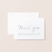 Bridesmaid White Wedding Vielen Dank Folienkarte (Vorderseite mit Umschlag)