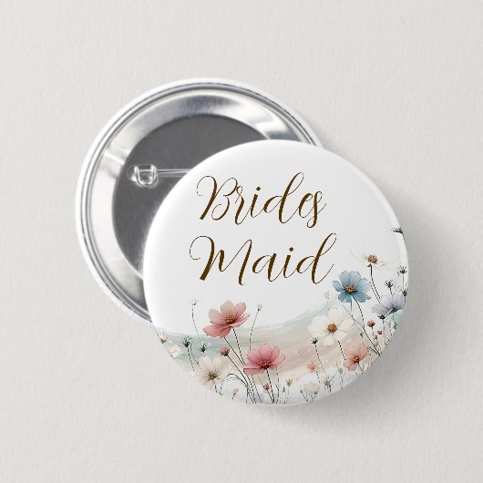 Bridesmaid | Wildblume Brautparty Button (Vorne & Hinten)
