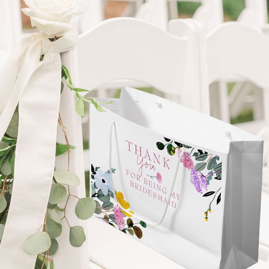 Bridesmaid Wildblume Lawn White Vielen Dank Große Geschenktüte
