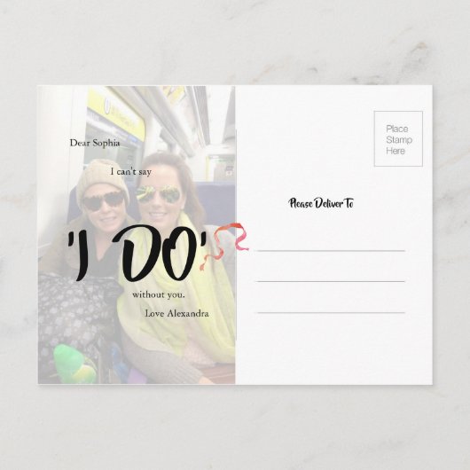 Bridesmaid wird mein modernes rustikales Festival Einladungspostkarte (Rückseite)