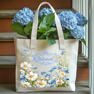 Bridesmaid Yellow Blue White Blume Tragetasche