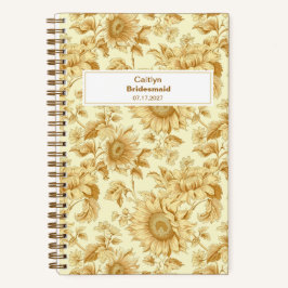 Bridesmaid Yellow Sunflower Floral Pattern Notizblock