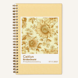 Bridesmaid Yellow Sunflowers Floral Pattern Swatch Notizblock