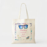 Bridesmaids Bachelorette Beach Zielort Tragetasche<br><div class="desc">Tote Tasche für alle Ihre Brautjungfrau mit Aquarelldesign. Die Grafik beinhaltet einen Liegestuhl,  eine Sonnenbrille,  eine Gläser und eine mit Monogramm Nachricht.</div>