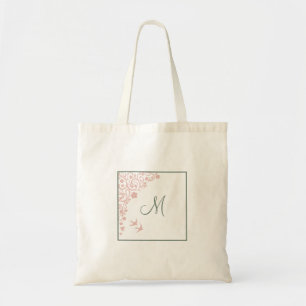 Bridesmaid's Blush Floral Sage Green Monogram Tragetasche