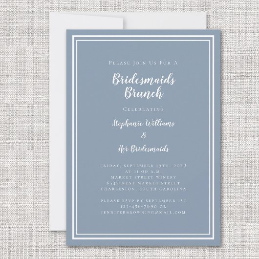 Bridesmaids Brunch Brautparty Dusty Blue Modern Einladung
