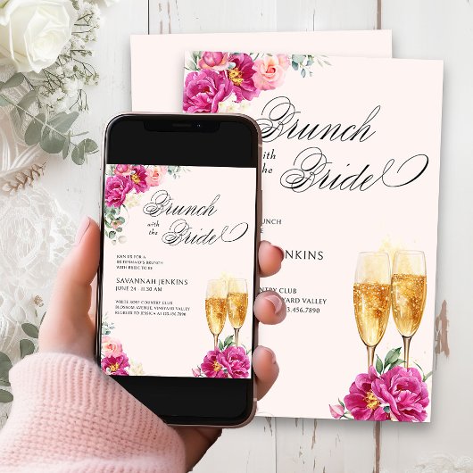 Bridesmaid's Brunch mit dem Bride Pink Champagne Einladung