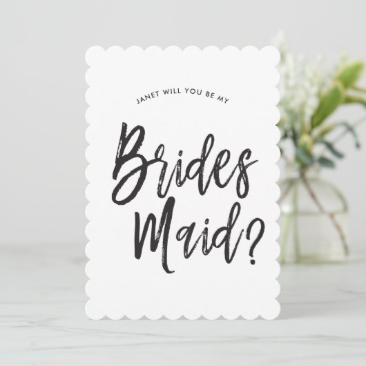 Bridesmaids fordern Skriptstil individuell an Einladung (Stehend Vorderseite)