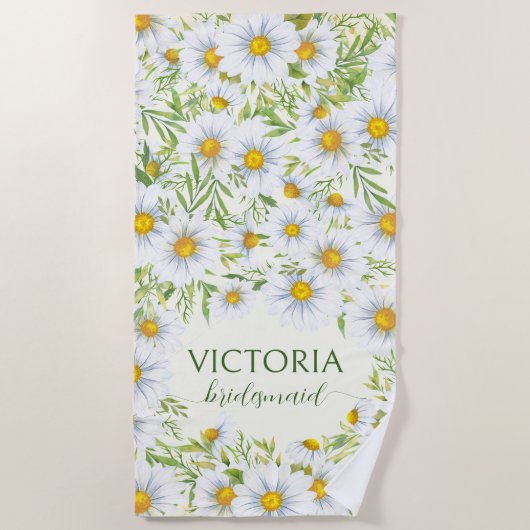 Bridesmaids Geschenke Wild daisy Blume individuell Strandtuch (Vorderseite)