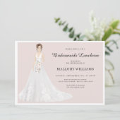 Bridesmaids Luncheon Bridal Gown Einladung (Stehend Vorderseite)