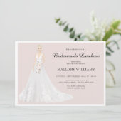 Bridesmaids Luncheon Bridal Gown Einladung (Stehend Vorderseite)