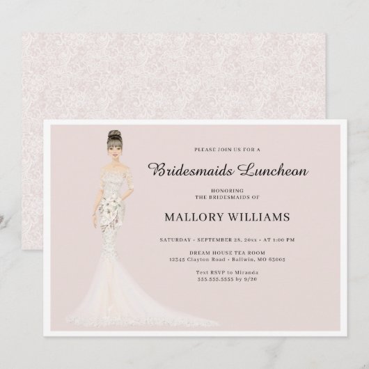 Bridesmaids Luncheon Fashion Bride Einladung (Vorne/Hinten)