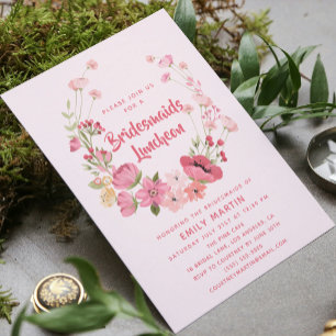 Bridesmaids Luncheon Floral Pink Brautparty Einladung