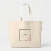 Bridesmaid's Pink Rose Lace Script Monogram Jumbo Stoffbeutel (Vorne)