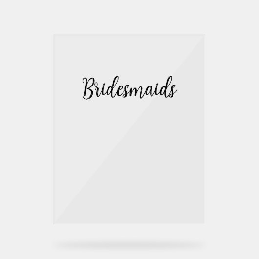 Bridesmaids Simple Wedding Black Typografy Text Acrylschild (Vorderseite)