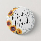 Bridesmaids Sunflower Florals Individuelle Name Ho Button (Vorderseite)